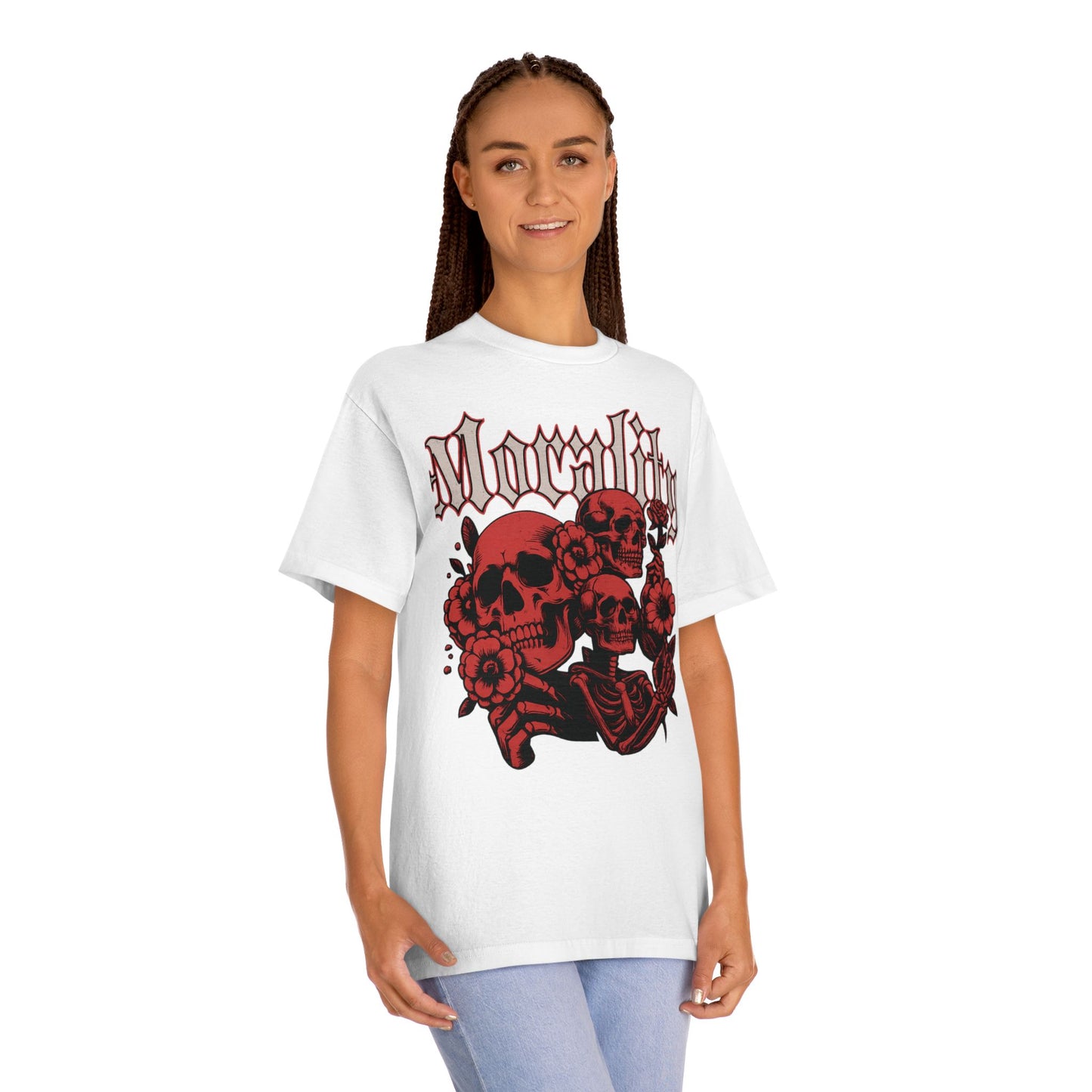 Funky wave Gothic Graphic Tee - Unisex Classic Tee with Skull and Flowers, Perfect for Halloween, Alt Fashion, Gifts for Him/Her, Mortality Theme