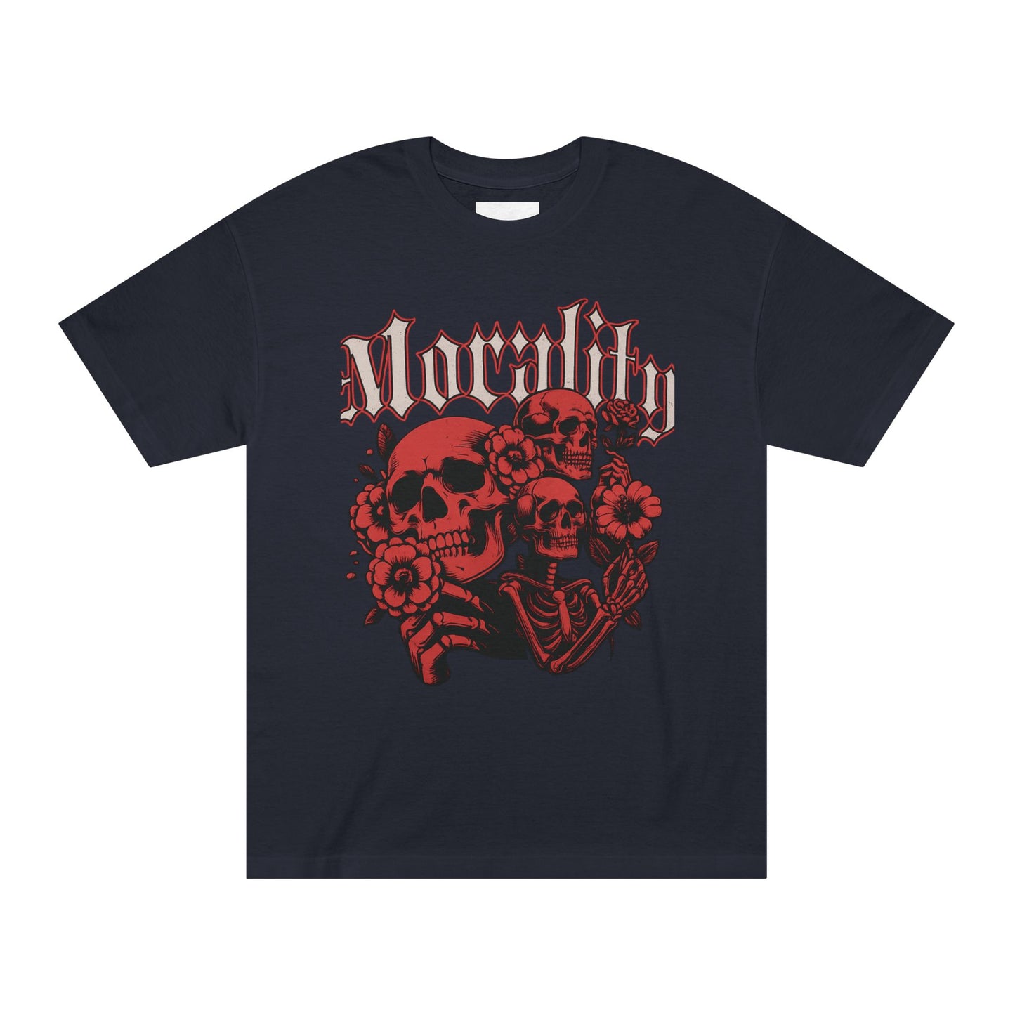 Funky wave Gothic Graphic Tee - Unisex Classic Tee with Skull and Flowers, Perfect for Halloween, Alt Fashion, Gifts for Him/Her, Mortality Theme