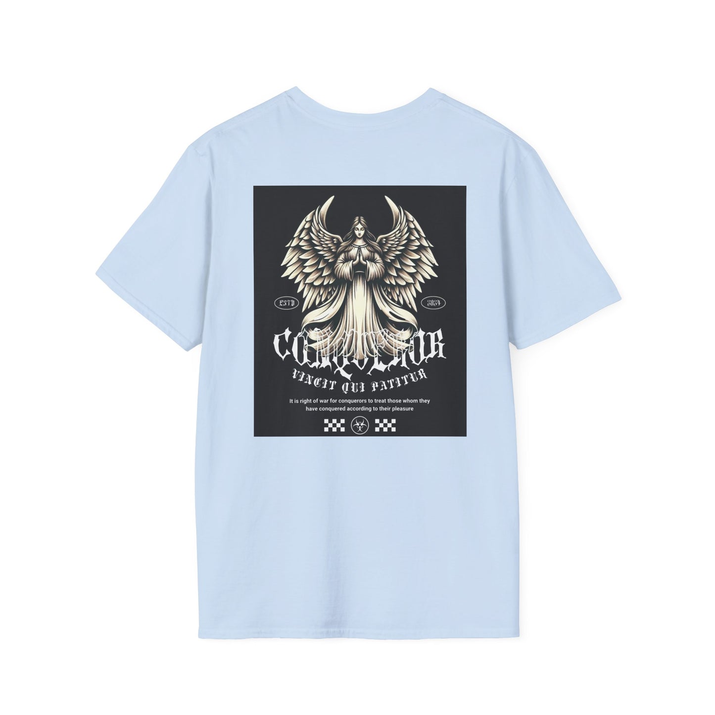 Funky wave Vintage Angel Graphic T-Shirt - Unisex Softstyle Tee, Boho Chic Fashion, Gift for Him/Her, Casual Wear, Spiritual Inspiration