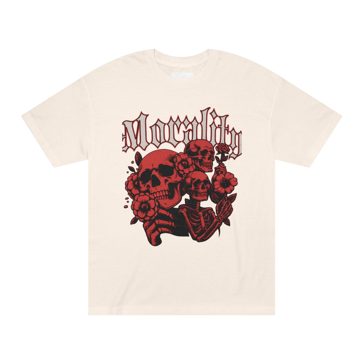 Funky wave Gothic Graphic Tee - Unisex Classic Tee with Skull and Flowers, Perfect for Halloween, Alt Fashion, Gifts for Him/Her, Mortality Theme