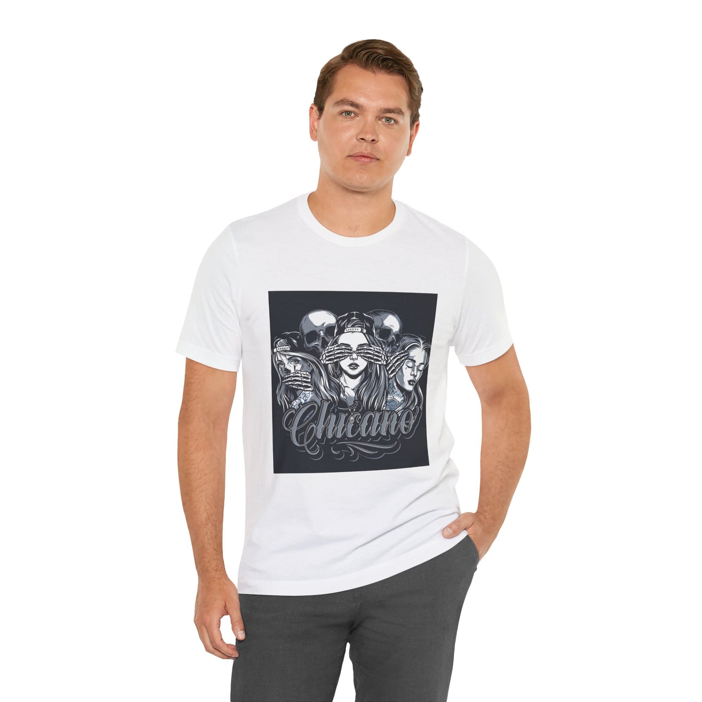 Chicano Art Short Sleeve Tee, Born to be Wild Shirt, Devil T-Shirt, Unique Graphic Tee, Unisex Casual Wear, Edgy Fashion Top