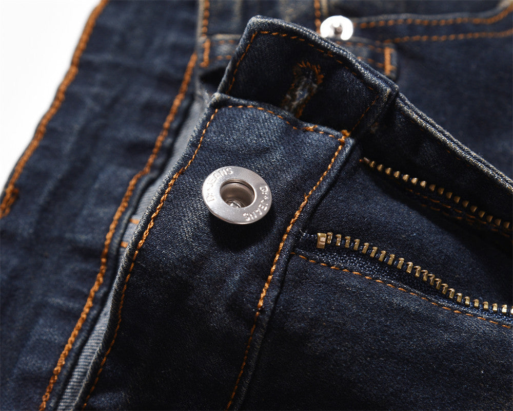 Fashion American Retro Worn Jeans Men