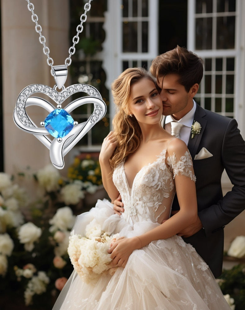 Infinite Love Heart-shaped Inlaid Necklace Women's High Sense Elegant Jewelry