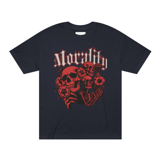 Funky wave Gothic Graphic Tee - Unisex Classic Tee with Skull and Flowers, Perfect for Halloween, Alt Fashion, Gifts for Him/Her, Mortality Theme